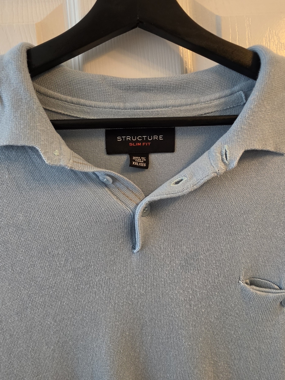 Structure Slim Fit Polo in Pale Blue